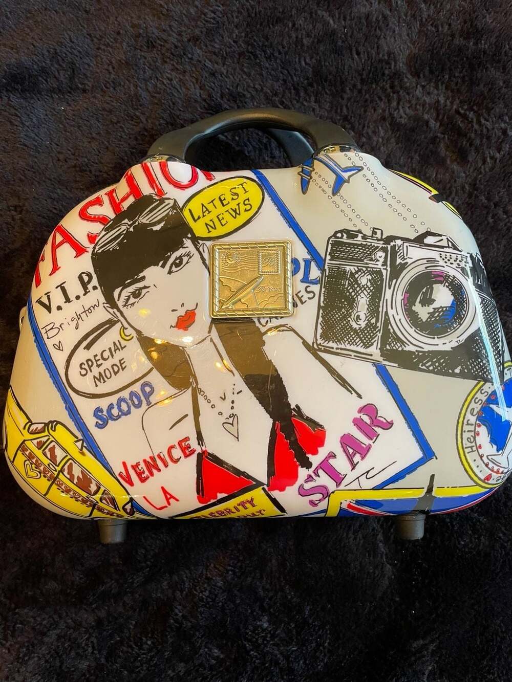 Brighton Pop Art Travel Cosmetic Case in White, Black, Red, Blue, Gold